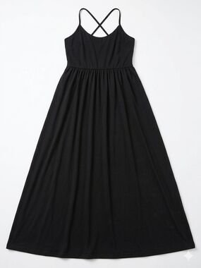 Women’s Black Crisscross Strap Maxi Dress